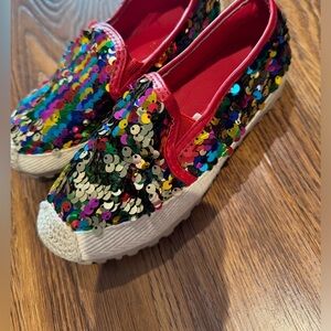 Sequinned girls slip on shoes (size 35)